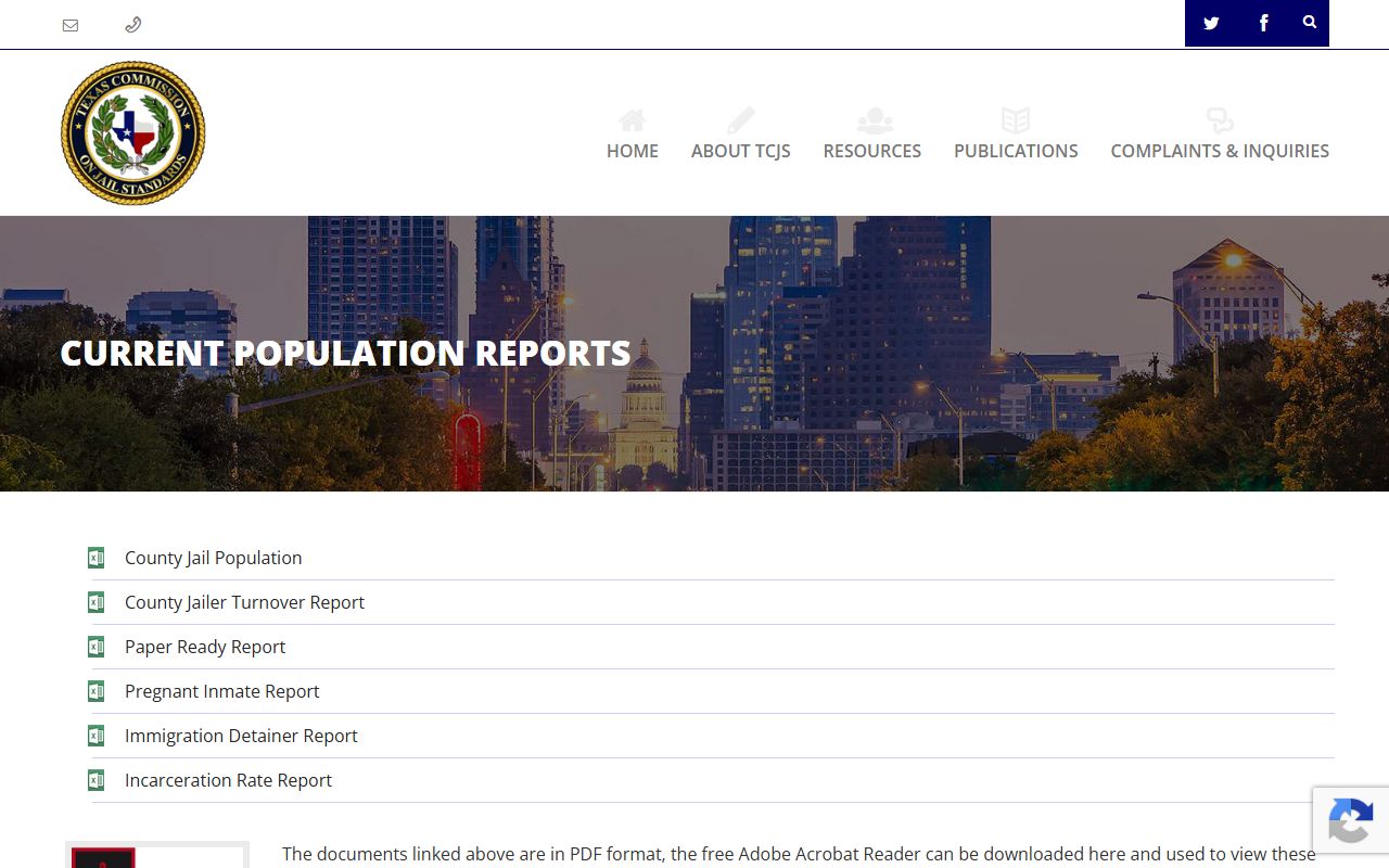 Mills County inmate population TCJS population reports